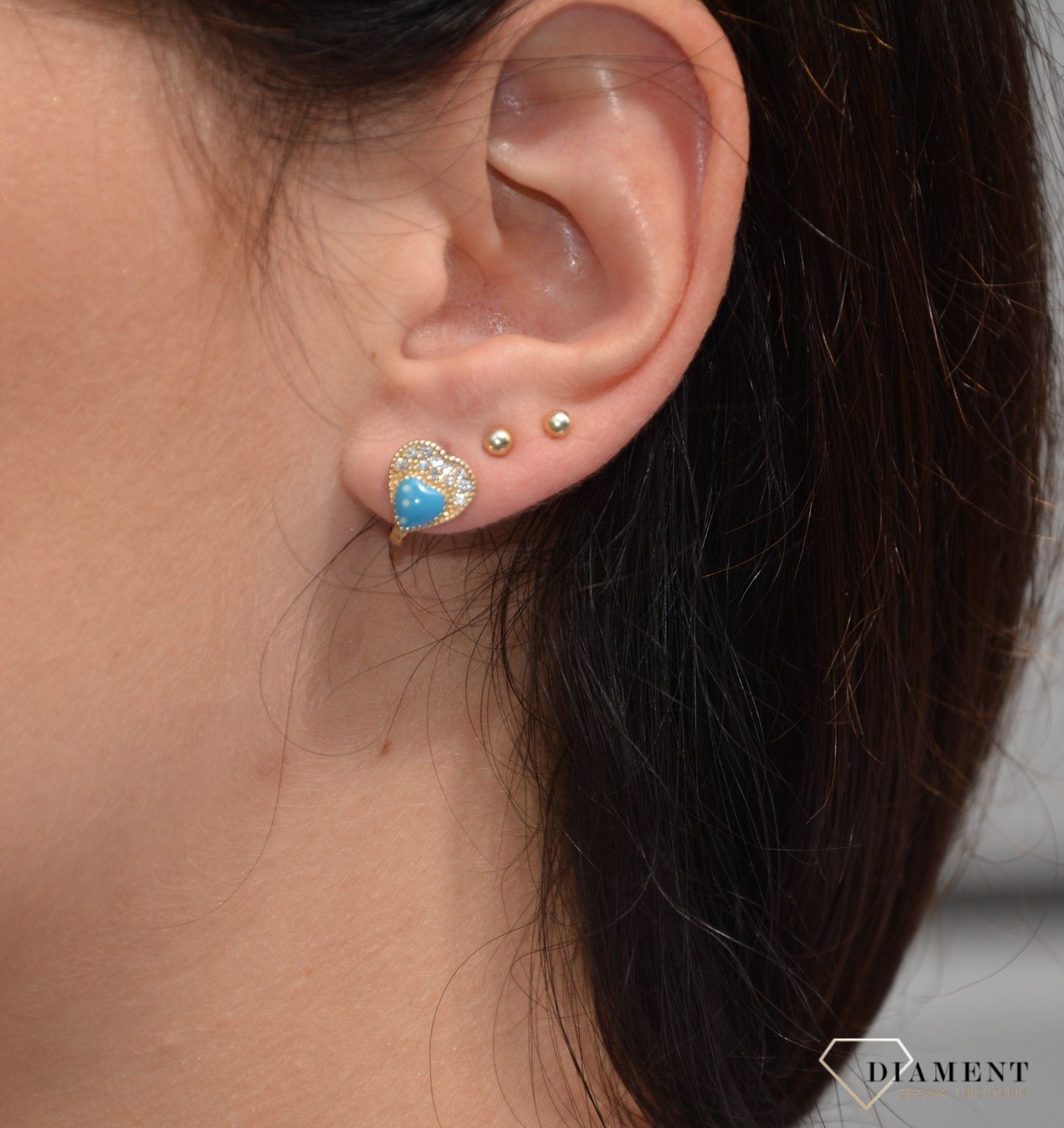 Złote kolczyk 333 serduszko niebieskie.jpg